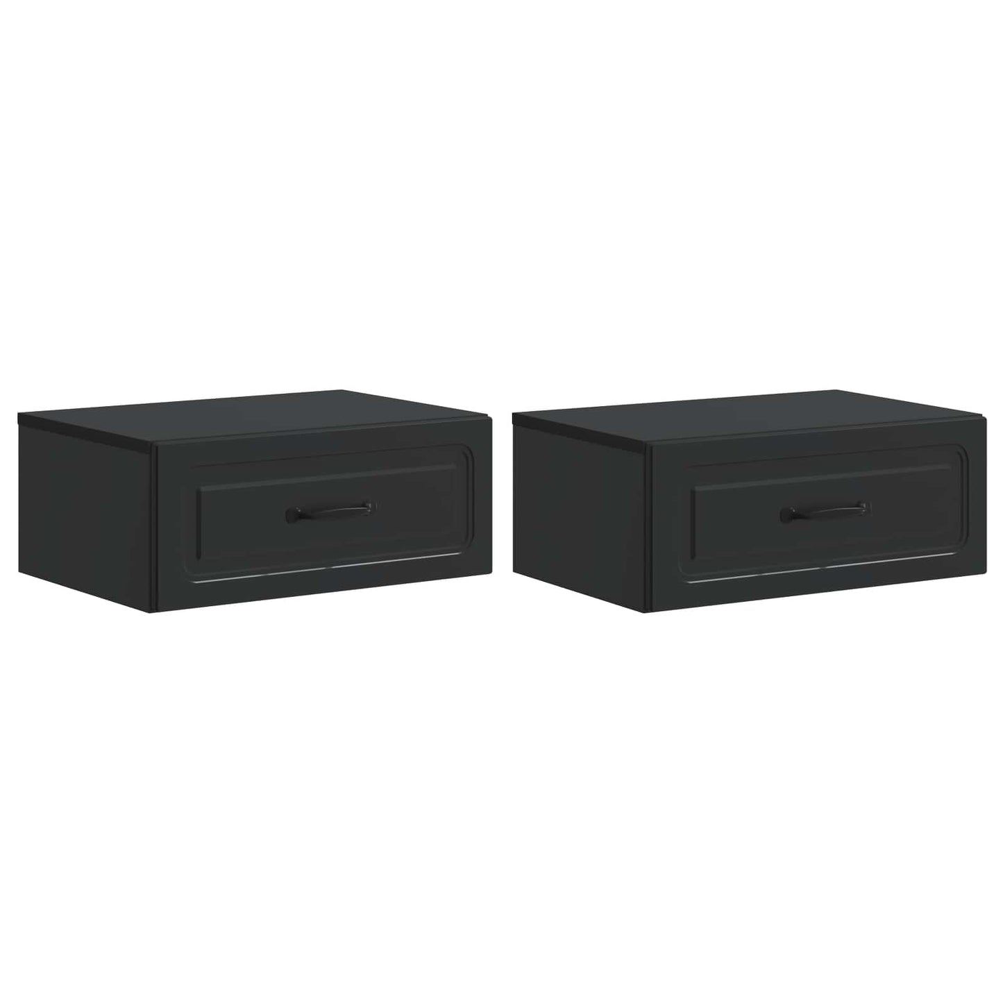Mobiletto da notte a muro 2 pz Nero 49 x 34,5 x 20 cm