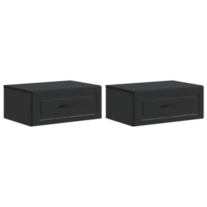 Mobiletto da notte a muro 2 pz Nero 49 x 34,5 x 20 cm