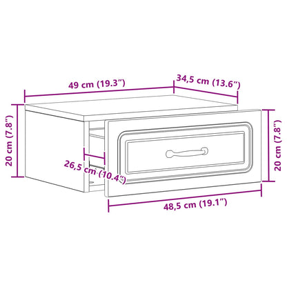 Mobiletto da notte a muro 2 pcs Nero 49 x 34,5 x 20 cm | homemem39