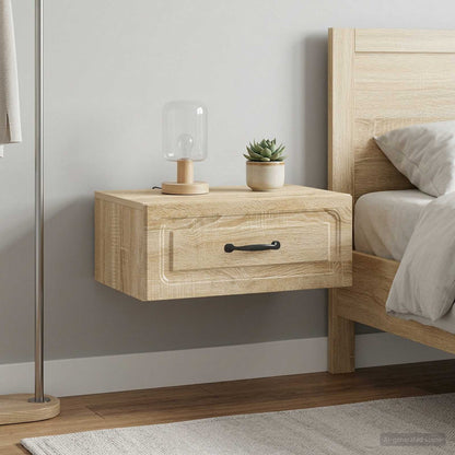 Mobiletto da notte a muro 2 pz Rovere Sonoma 49 x 34,5 x 20 cm