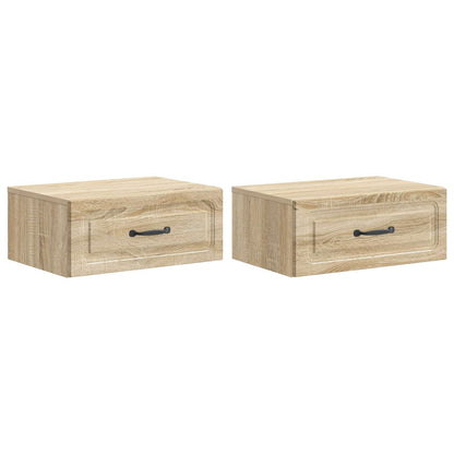 Mobiletto da notte a muro 2 pcs Rovere Sonoma 49 x 34,5 x 20 cm | homemem39