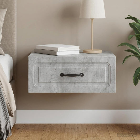 Mobiletto da notte a muro Grigio Cemento 49 x 34,5 x 20 cm