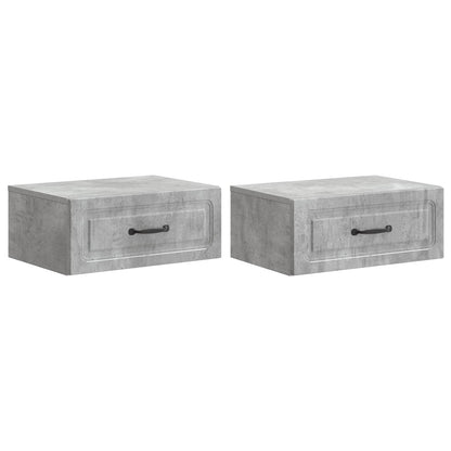 Mobiletto da notte a muro 2 pz Grigio Cemento 49 x 34,5 x 20 cm