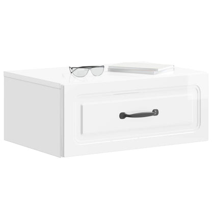 Mobiletto da notte a muro Bianco Lucido 49 x 34,5 x 20 cm
