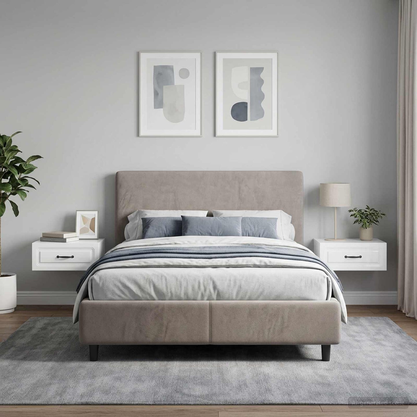 Mobiletto da notte a muro 2 pz Bianco Lucido 49 x 34,5 x 20 cm