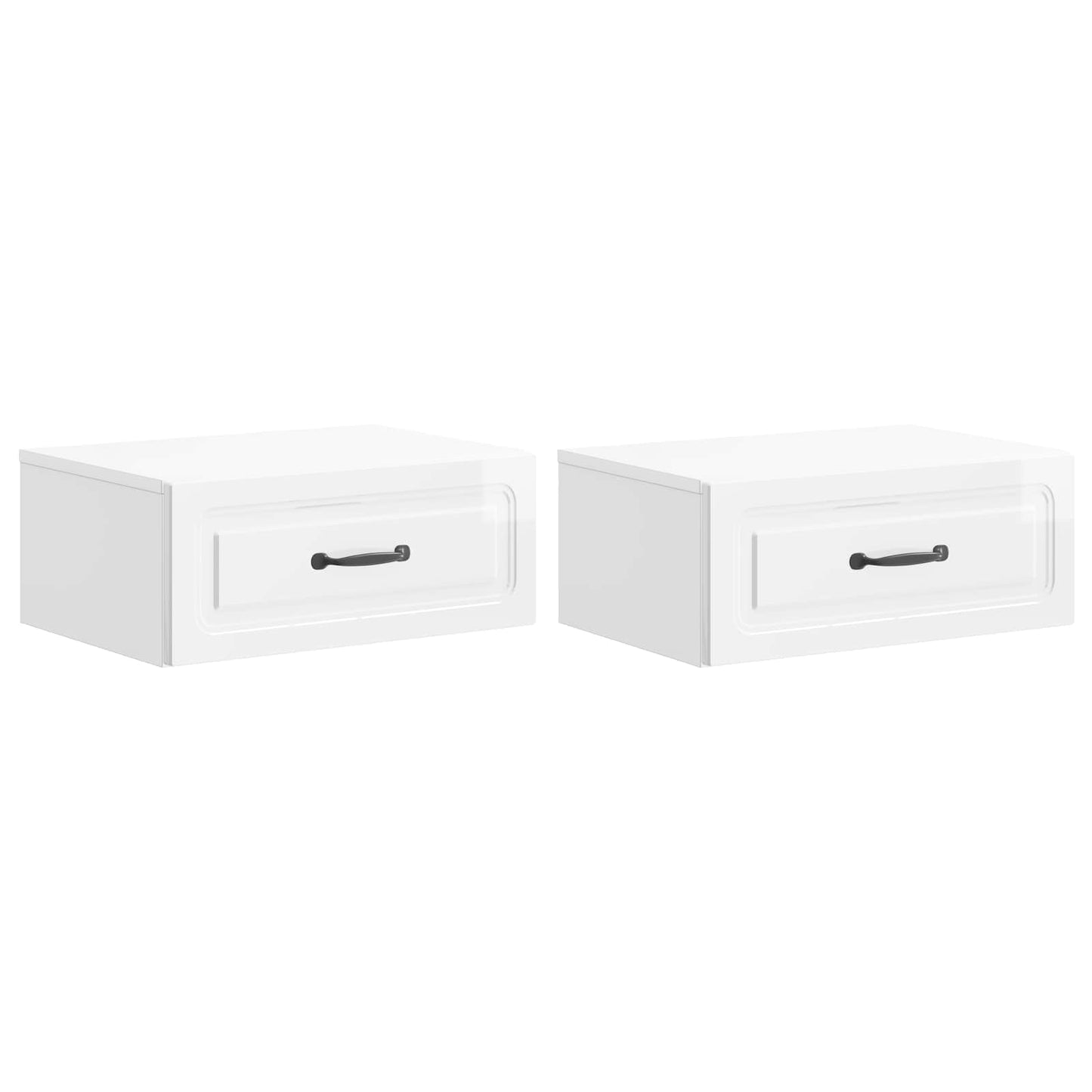 Mobiletto da notte a muro 2 pz Bianco Lucido 49 x 34,5 x 20 cm