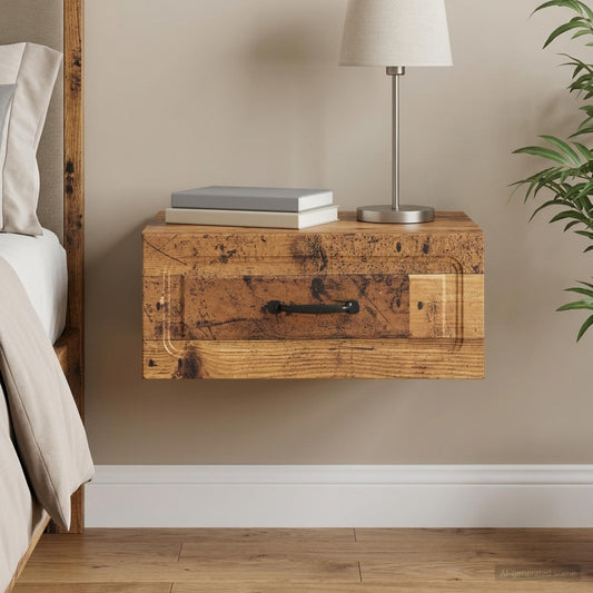 Mobiletto da notte a muro Legno antico 49 x 34,5 x 20 cm