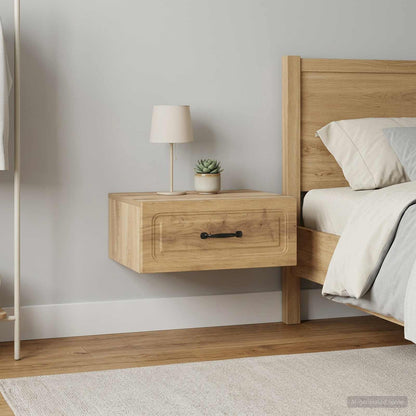 Mobiletto da notte a muro 2 pz Rovere Artigianale
