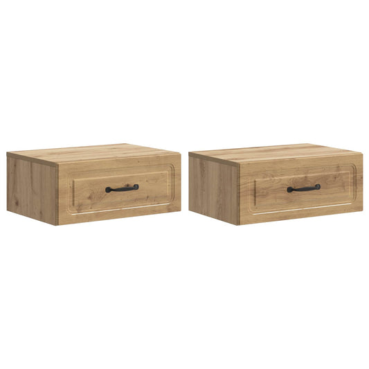Mobiletto da notte a muro con cassetto 2 pcs Rovere Artigianale | homemem39