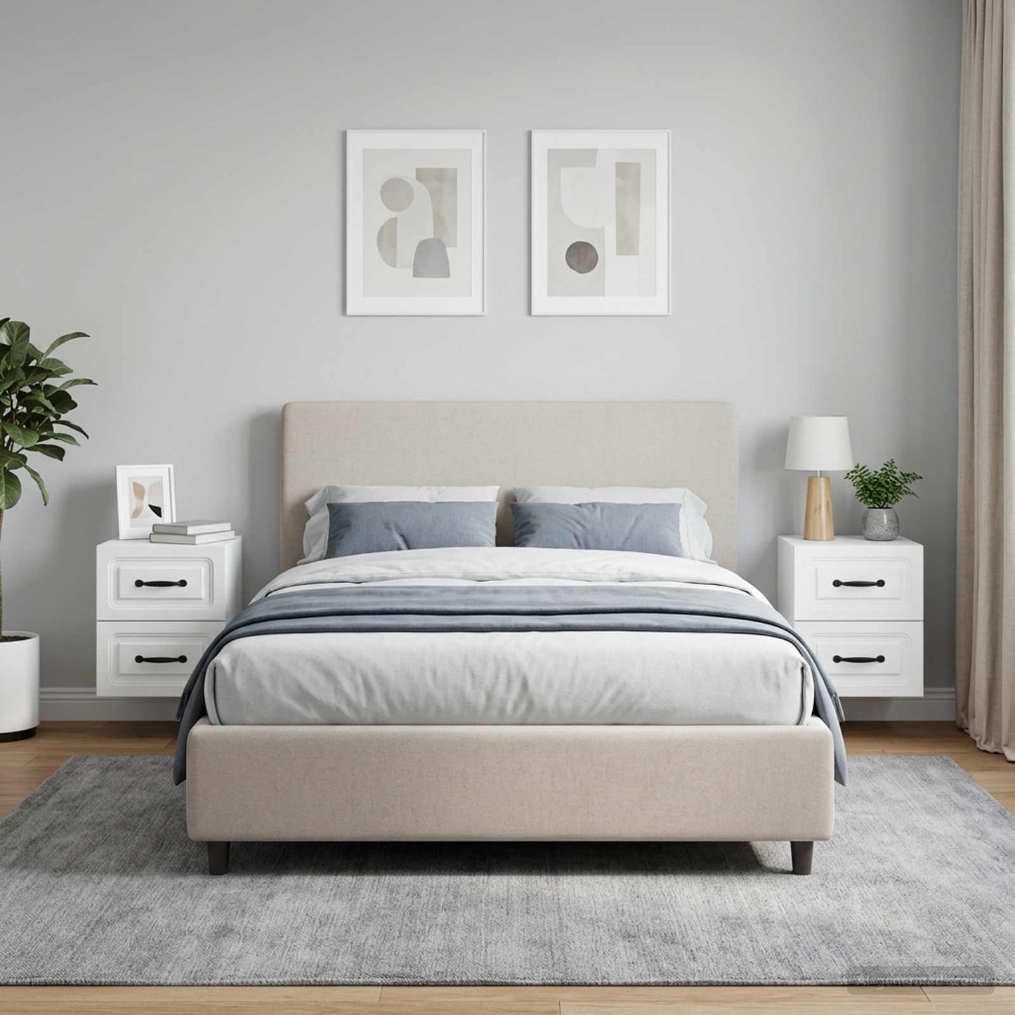 Mobiletto da notte a muro 2 pz Bianco 34,5 x 33 x 40 cm