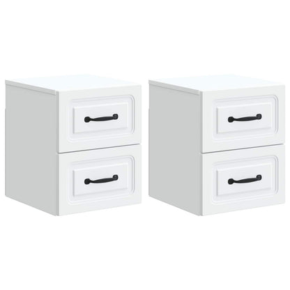 Mobiletto da notte a muro 2 pz Bianco 34,5 x 33 x 40 cm
