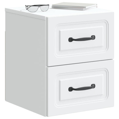Mobiletto da notte a muro 2 pz Bianco 34,5 x 33 x 40 cm