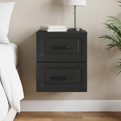 Mobiletto da notte a muro con cassetto Nero 34,5 x 33 x 40 cm