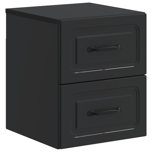 Mobiletto da notte a muro con cassetto Nero 34,5 x 33 x 40 cm