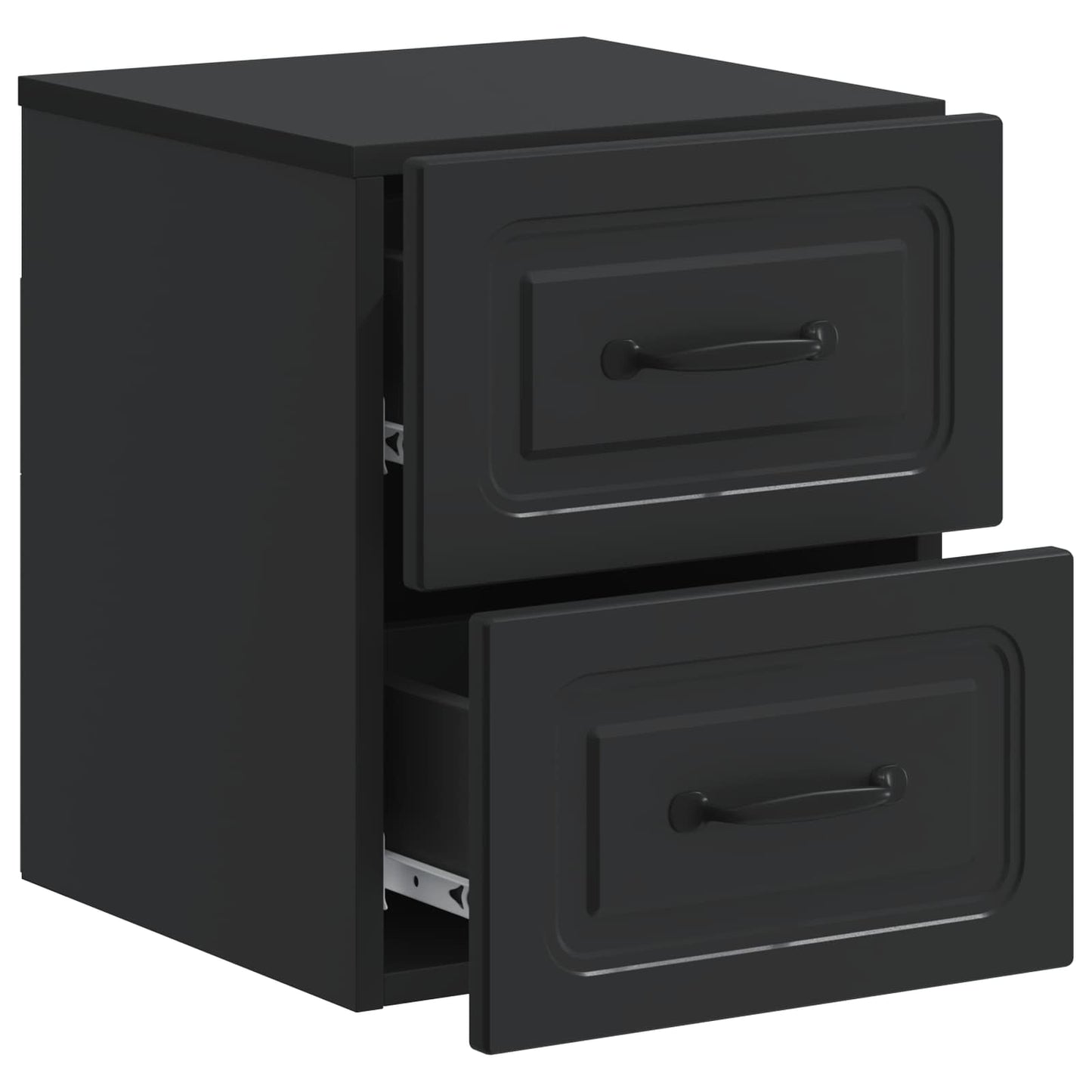Mobiletto da notte a muro con cassetto Nero 34,5 x 33 x 40 cm