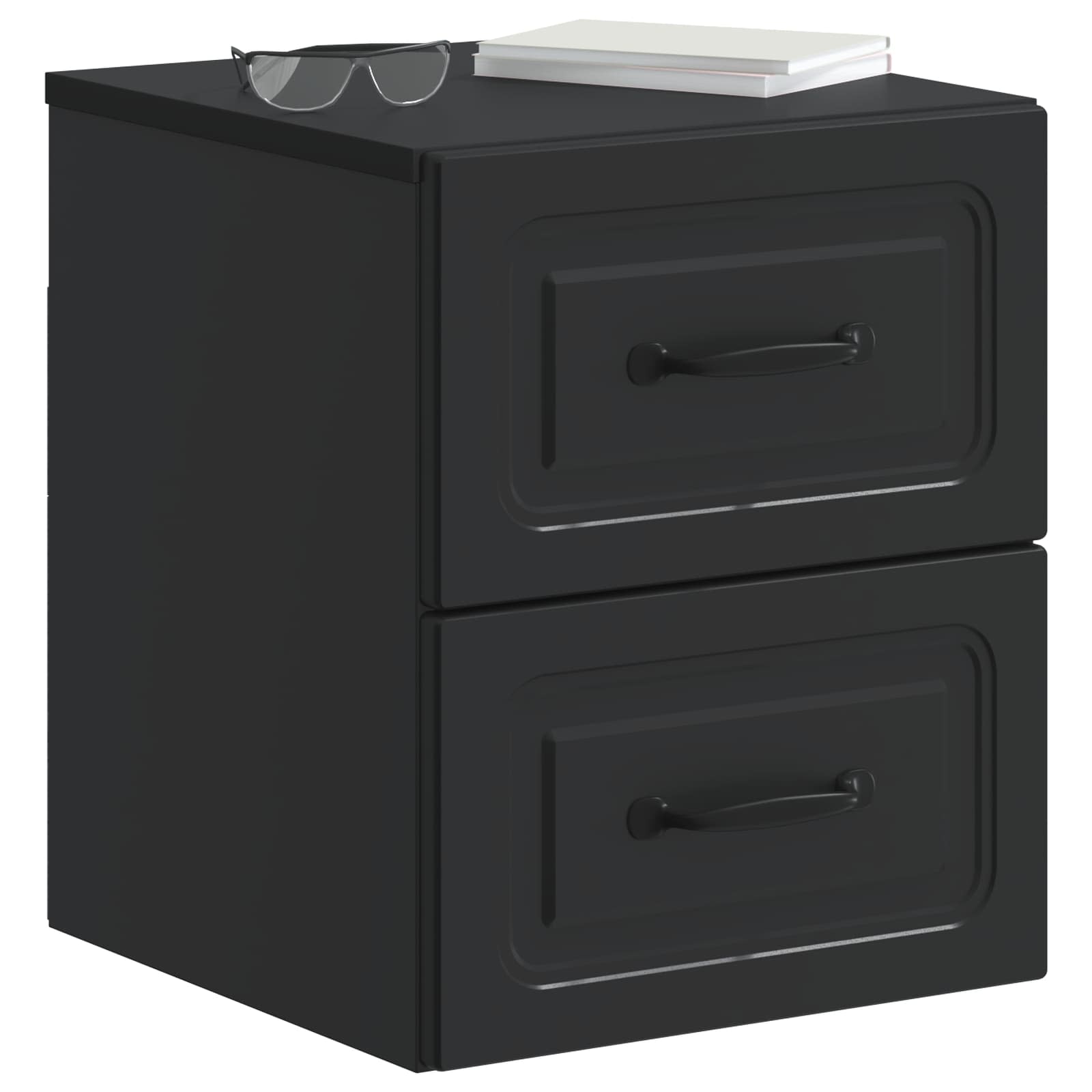 Mobiletto da notte a muro con cassetto Nero 34,5 x 33 x 40 cm | homemem39