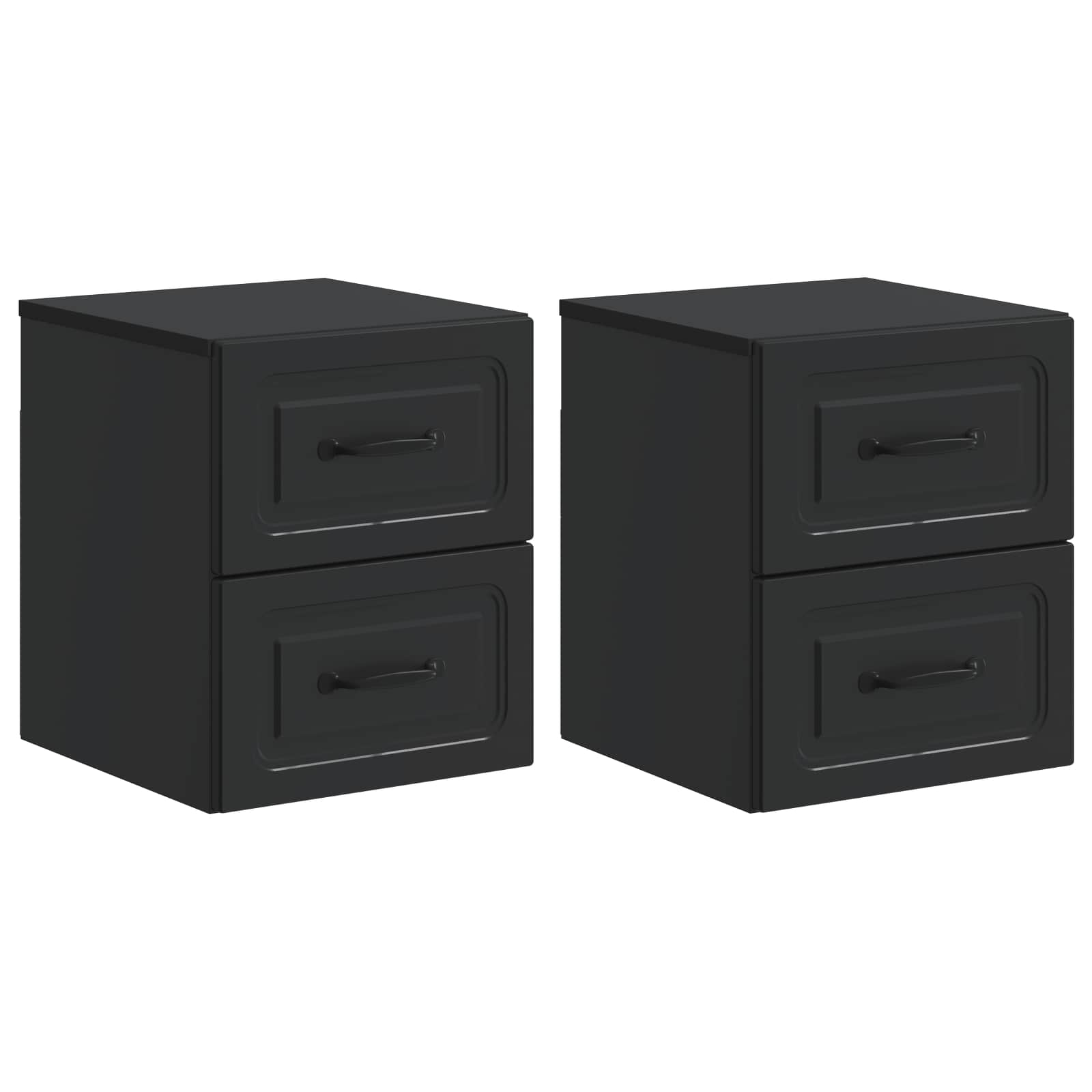 Mobiletto da notte a muro 2 pcs Nero 34,5 x 33 x 40 cm | homemem39