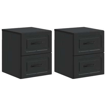 Mobiletto da notte a muro 2 pz Nero 34,5 x 33 x 40 cm