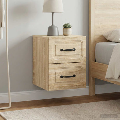 Mobiletto da notte a muro 2 pz Rovere Sonoma 34,5 x 33 x 40 cm