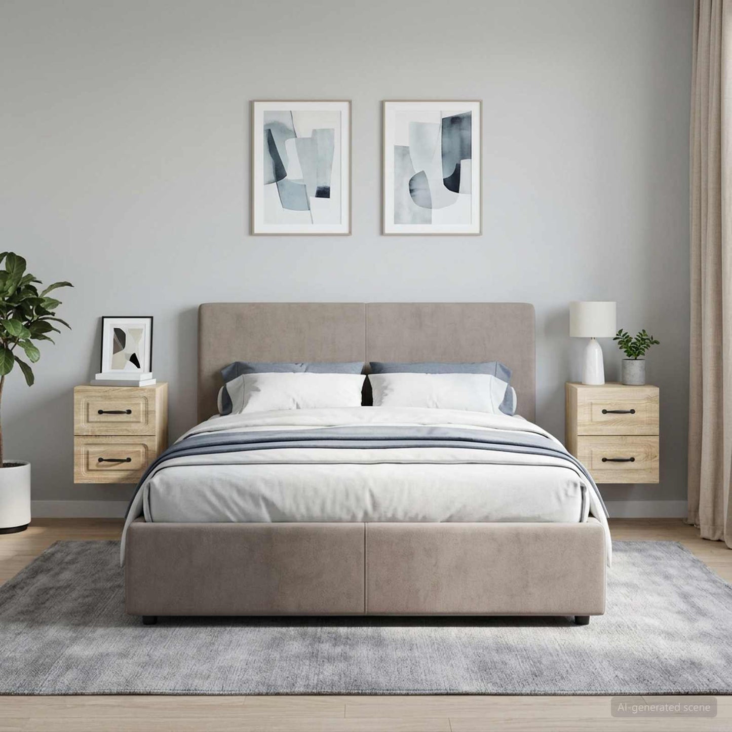 Mobiletto da notte a muro 2 pz Rovere Sonoma 34,5 x 33 x 40 cm