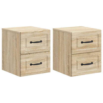 Mobiletto da notte a muro 2 pcs Rovere Sonoma 34,5 x 33 x 40 cm