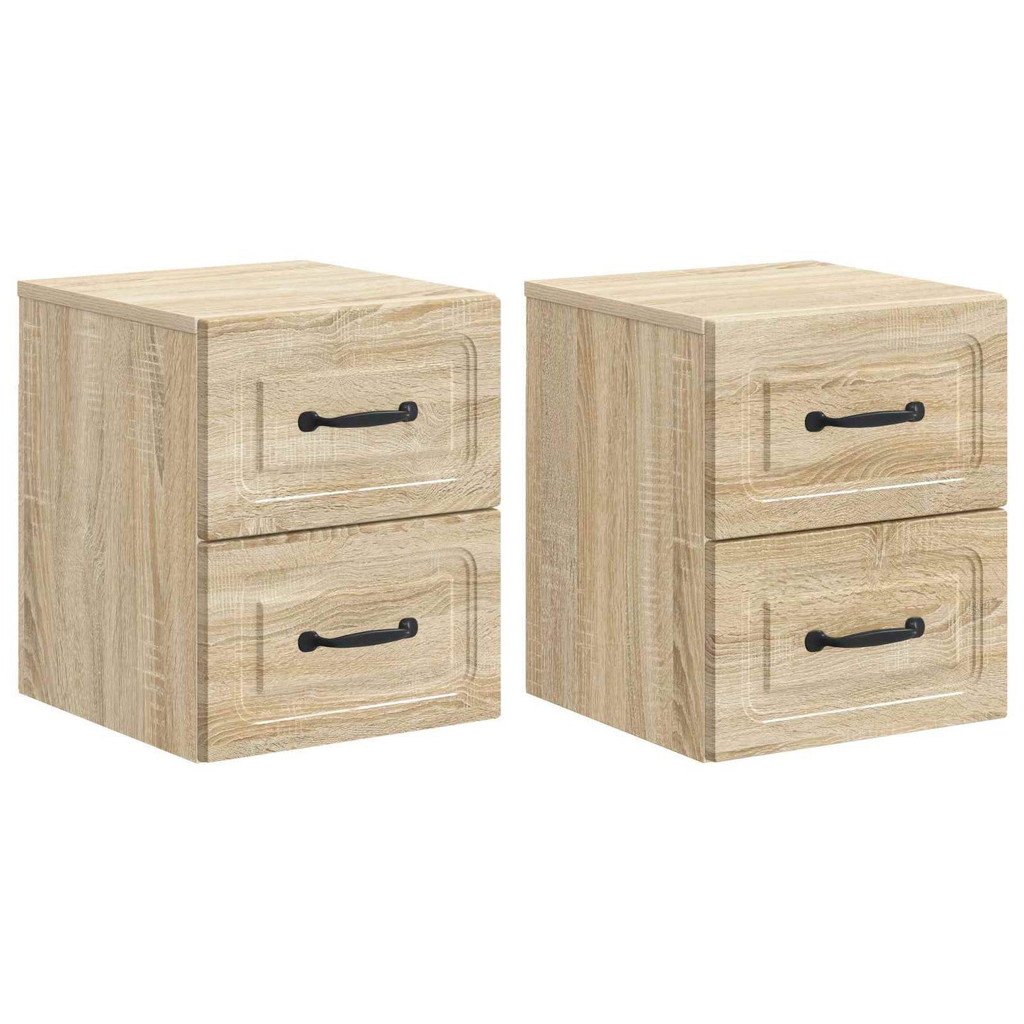 Mobiletto da notte a muro 2 pz Rovere Sonoma 34,5 x 33 x 40 cm