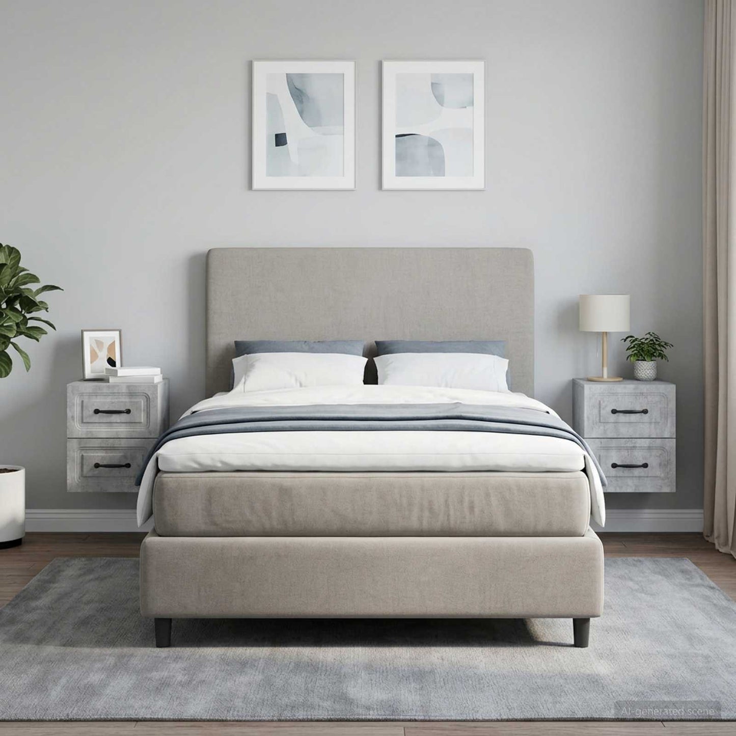 Mobiletto da notte a muro 2 pz Grigio Cemento 34,5 x 33 x 40 cm