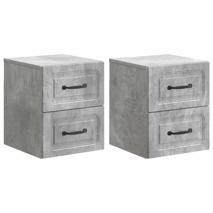 Mobiletto da notte a muro con cassetto 2 pcs Grigio Cemento