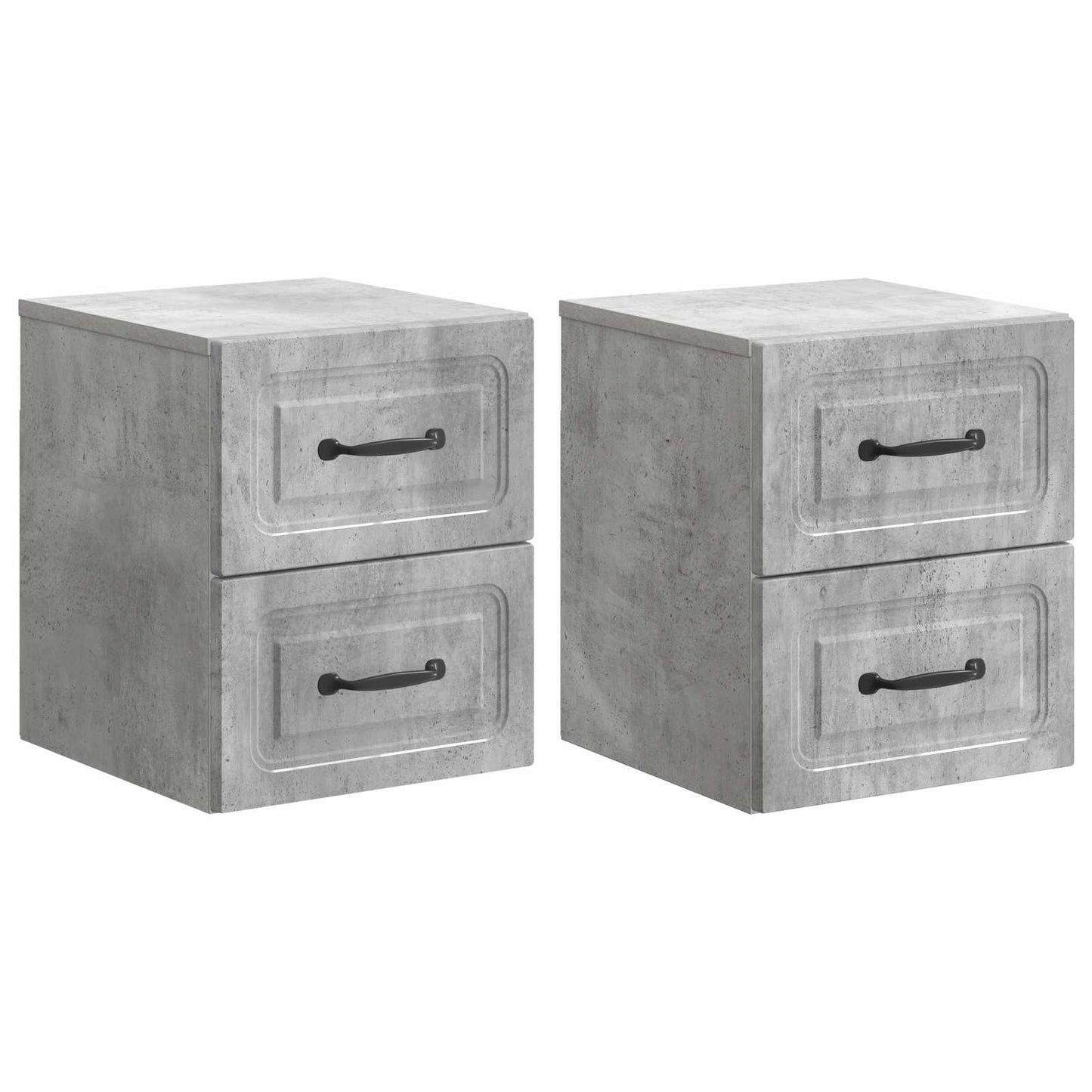 Mobiletto da notte a muro 2 pz Grigio Cemento 34,5 x 33 x 40 cm