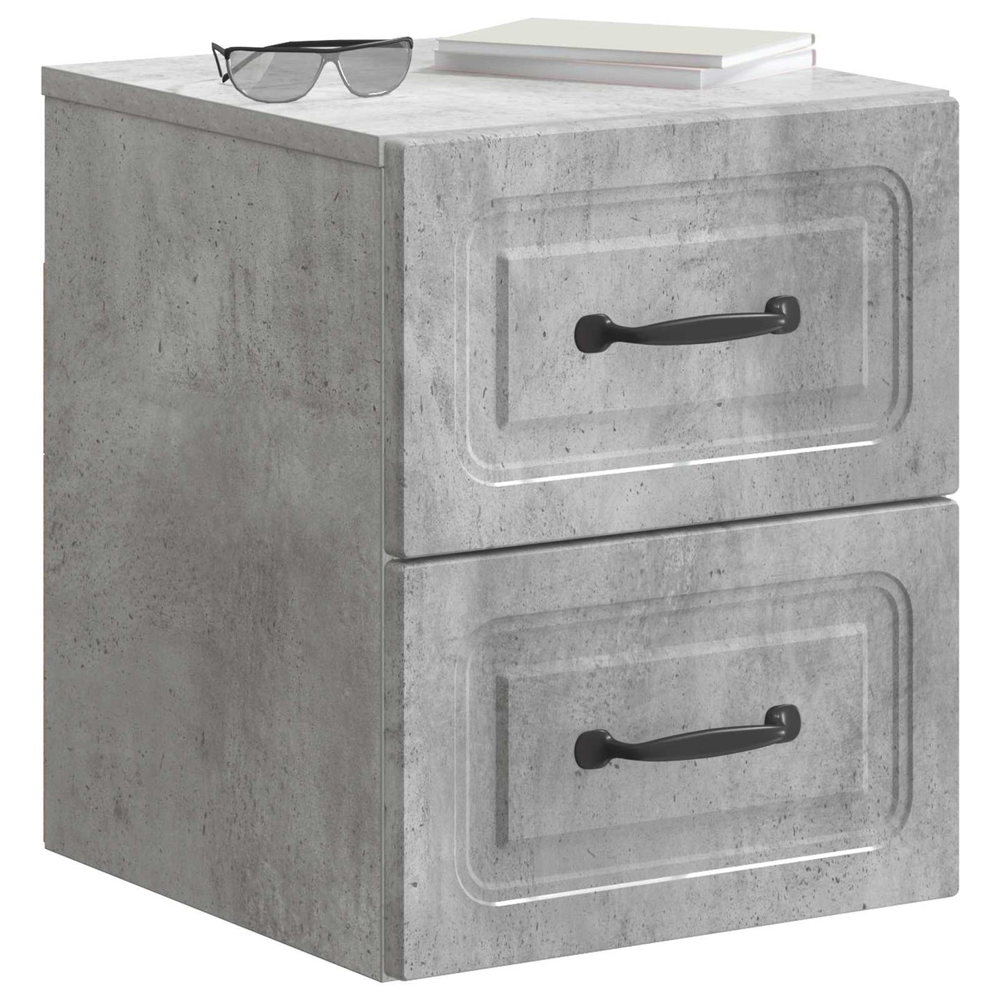 Mobiletto da notte a muro 2 pz Grigio Cemento 34,5 x 33 x 40 cm