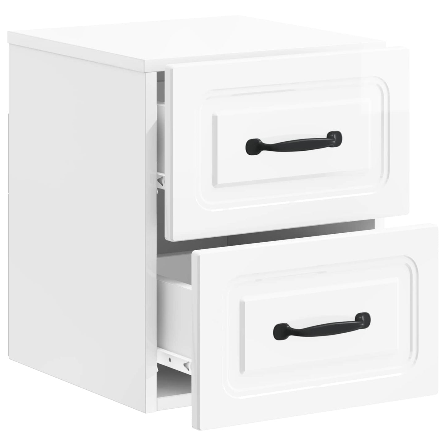 Mobiletto da notte a muro Bianco Lucido 34,5 x 33 x 40 cm