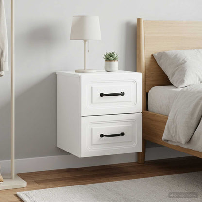 Mobiletto da notte a muro 2 pz Bianco Lucido 34,5 x 33 x 40 cm
