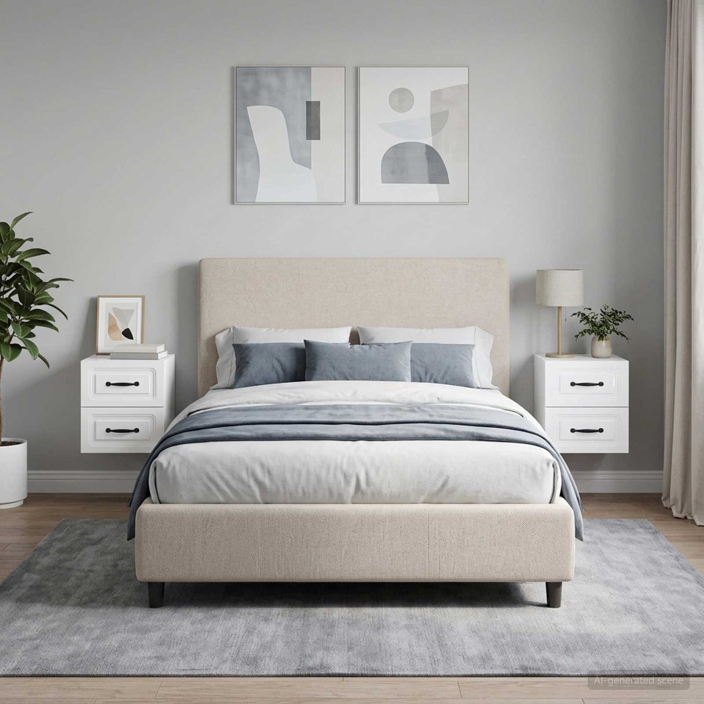 Mobiletto da notte a muro 2 pz Bianco Lucido 34,5 x 33 x 40 cm