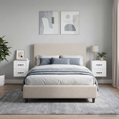 Mobiletto da notte a muro 2 pz Bianco Lucido 34,5 x 33 x 40 cm
