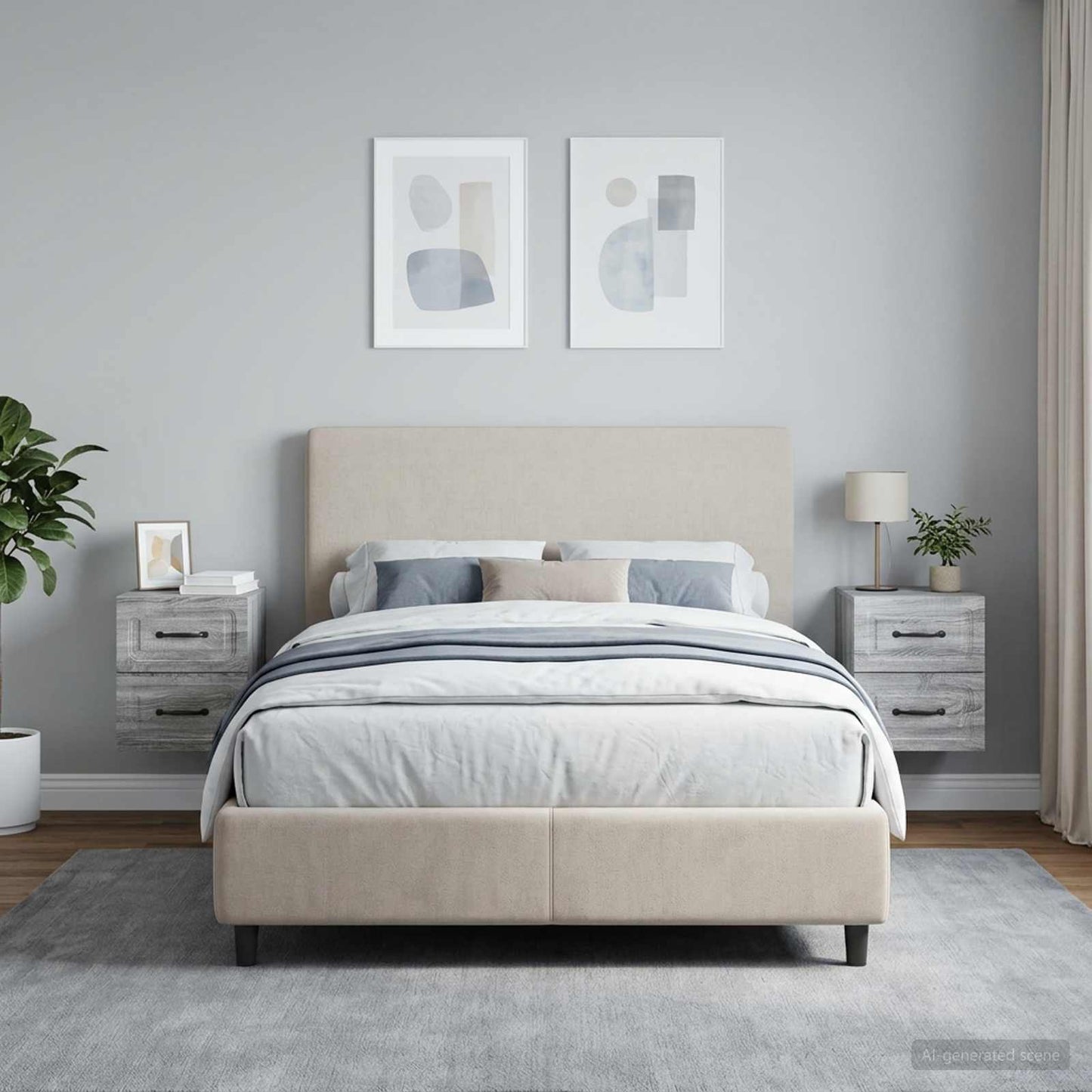 Mobiletto da notte a muro 2 pz Grigio Sonoma 34,5 x 33 x 40 cm