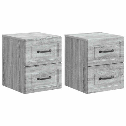 Mobiletto da notte a muro 2 pcs Grigio Sonoma 34,5 x 33 x 40 cm