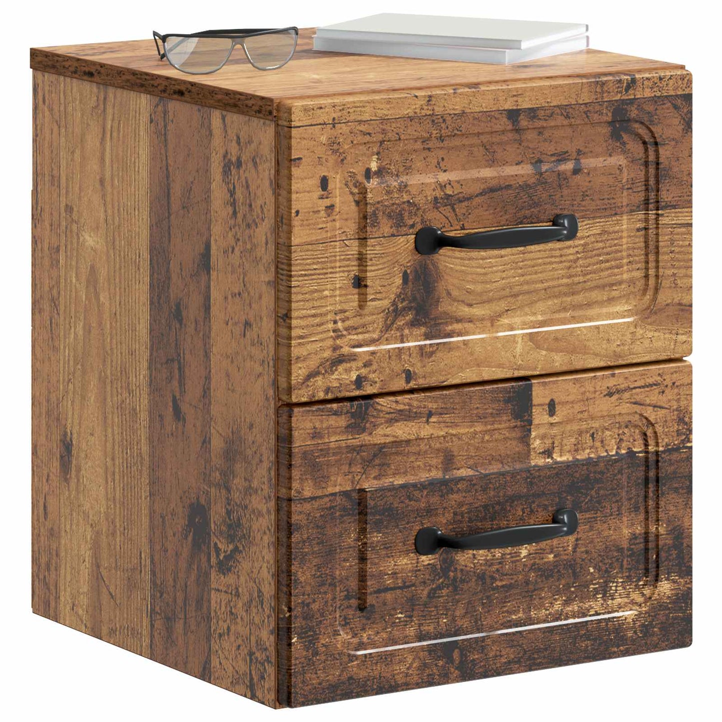 Mobiletto da notte a muro Legno antico 34,5 x 33 x 40 cm