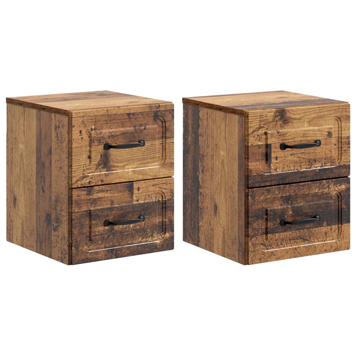 Mobiletto da notte a muro 2 pcs Legno antico 34,5 x 33 x 40 cm