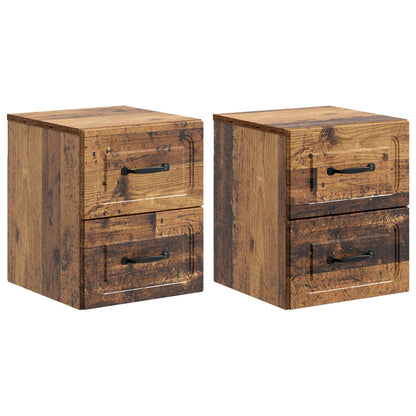 Mobiletto da notte a muro 2 pcs Legno antico 34,5 x 33 x 40 cm
