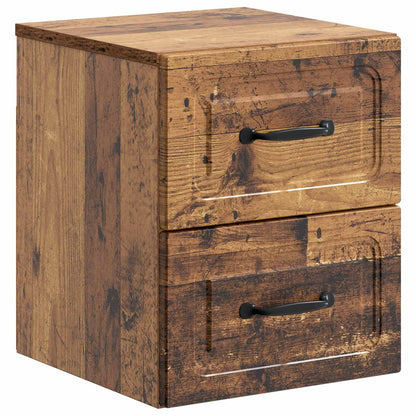 Mobiletto da notte a muro 2 pz Legno antico 34,5 x 33 x 40 cm