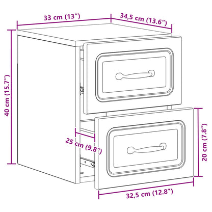 Mobiletto da notte a muro Rovere Artigianale 34,5 x 33 x 40 cm