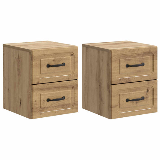 Mobiletto da notte a muro con cassetto 2 pcs Rovere Artigianale | homemem39
