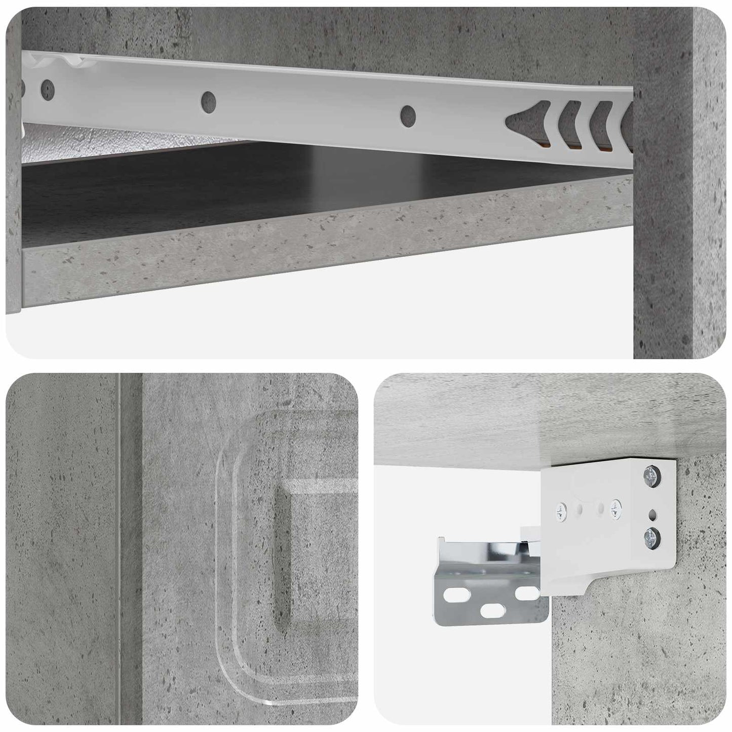Tavolino da Parete Laterale Grigio Cemento 59 x 34,5 x 17 cm