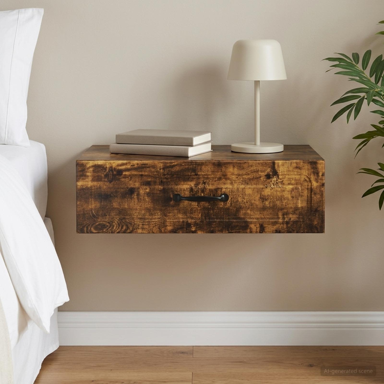 Tavolino da Parete Laterale Rovere Fumo 59 x 34,5 x 17 cm - homemem39