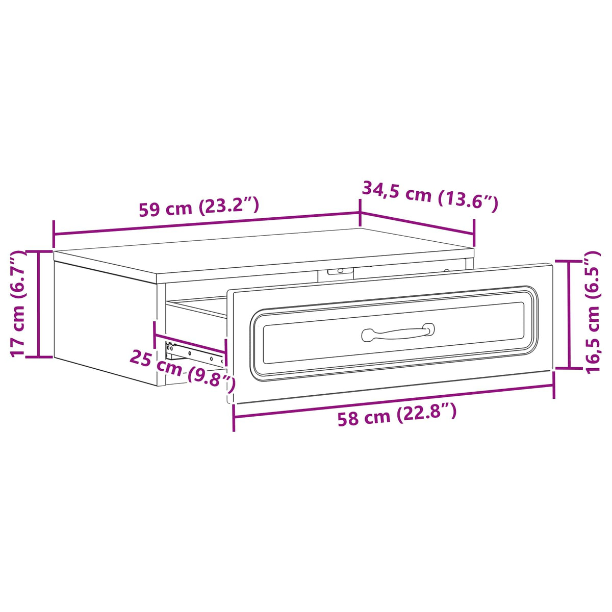 Tavolino da Parete Laterale Rovere Fumo 59 x 34,5 x 17 cm - homemem39