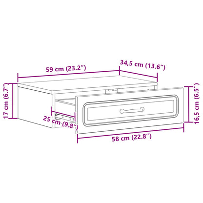 Tavolino da Parete Laterale Rovere Fumo 59 x 34,5 x 17 cm - homemem39
