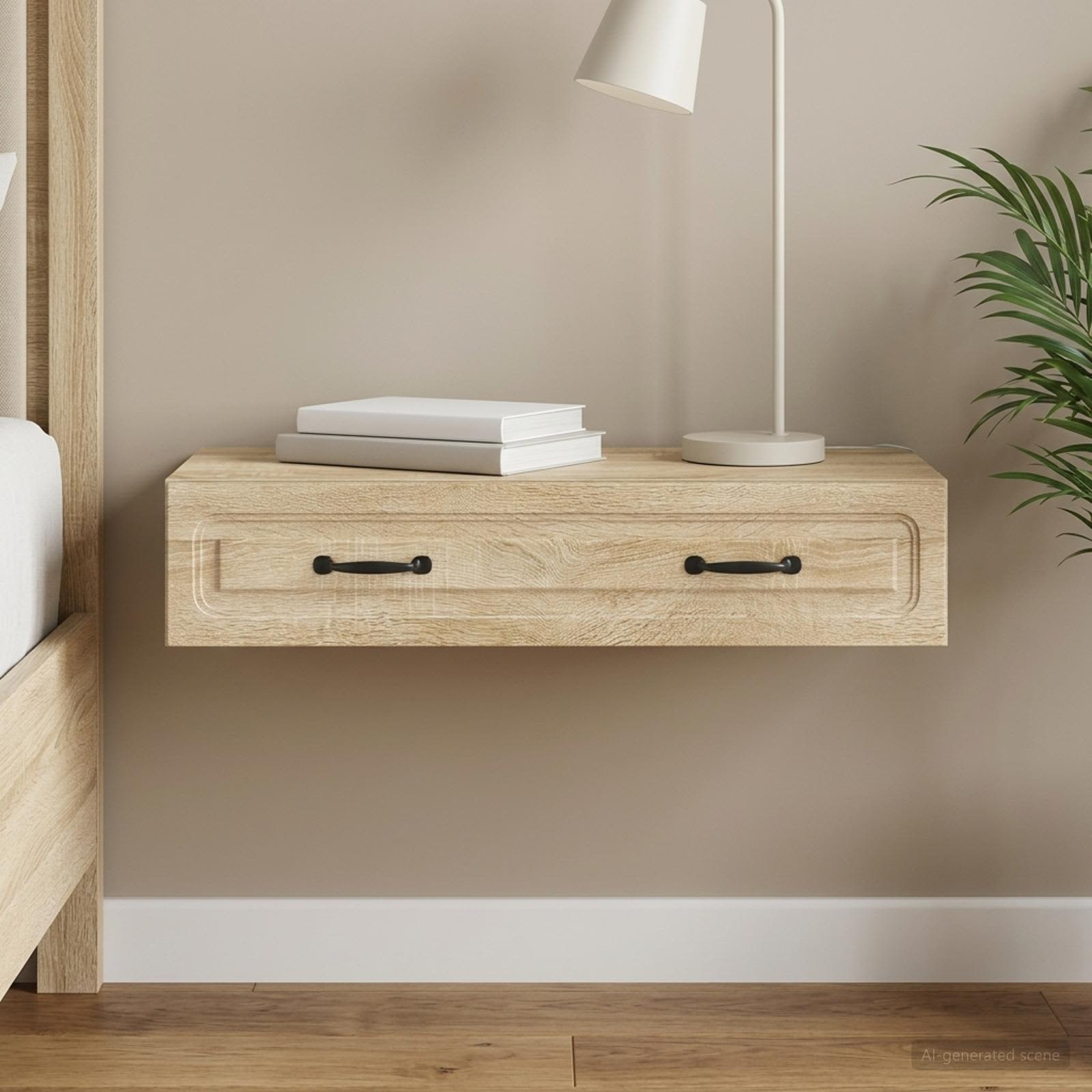 Tavolino da Parete Laterale Rovere Sonoma 87,5 x 34,5 x 17 cm - homemem39
