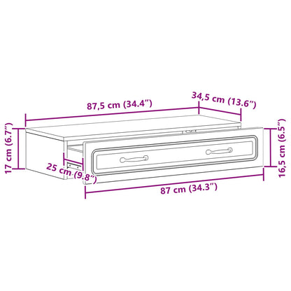 Tavolino da Parete Laterale Rovere Sonoma 87,5 x 34,5 x 17 cm - homemem39