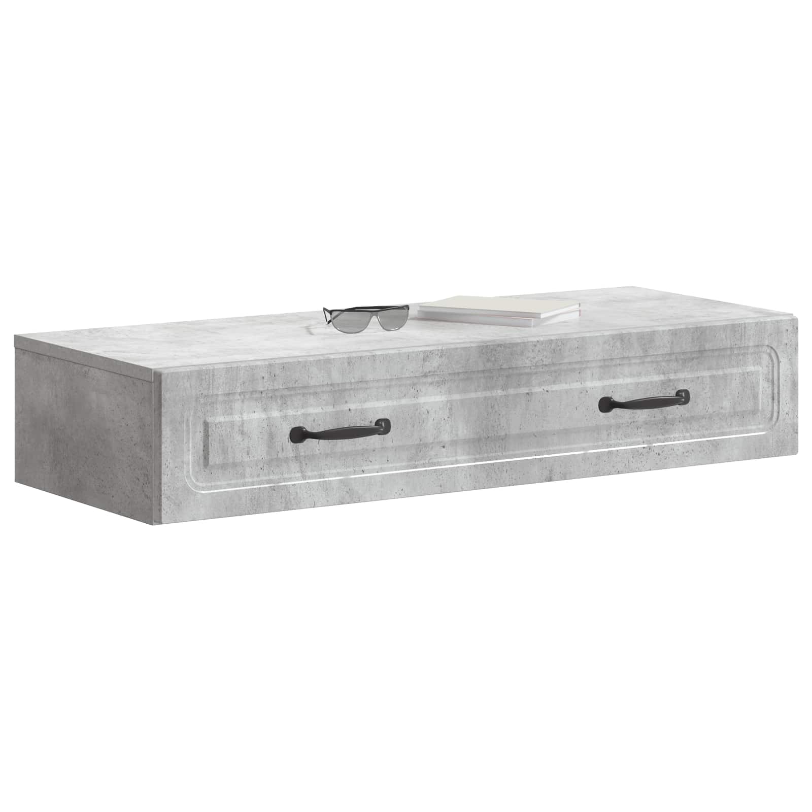 Tavolino da Parete Laterale Grigio Cemento 87,5 x 34,5 x 17 cm | homemem39