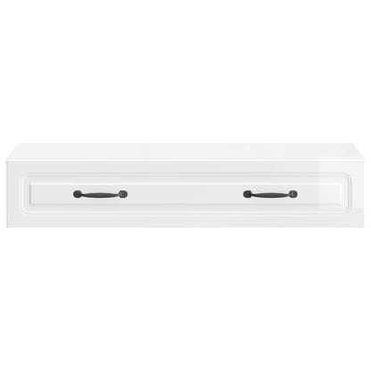 Tavolino da Parete Laterale Bianco Lucido 87,5 x 34,5 x 17 cm